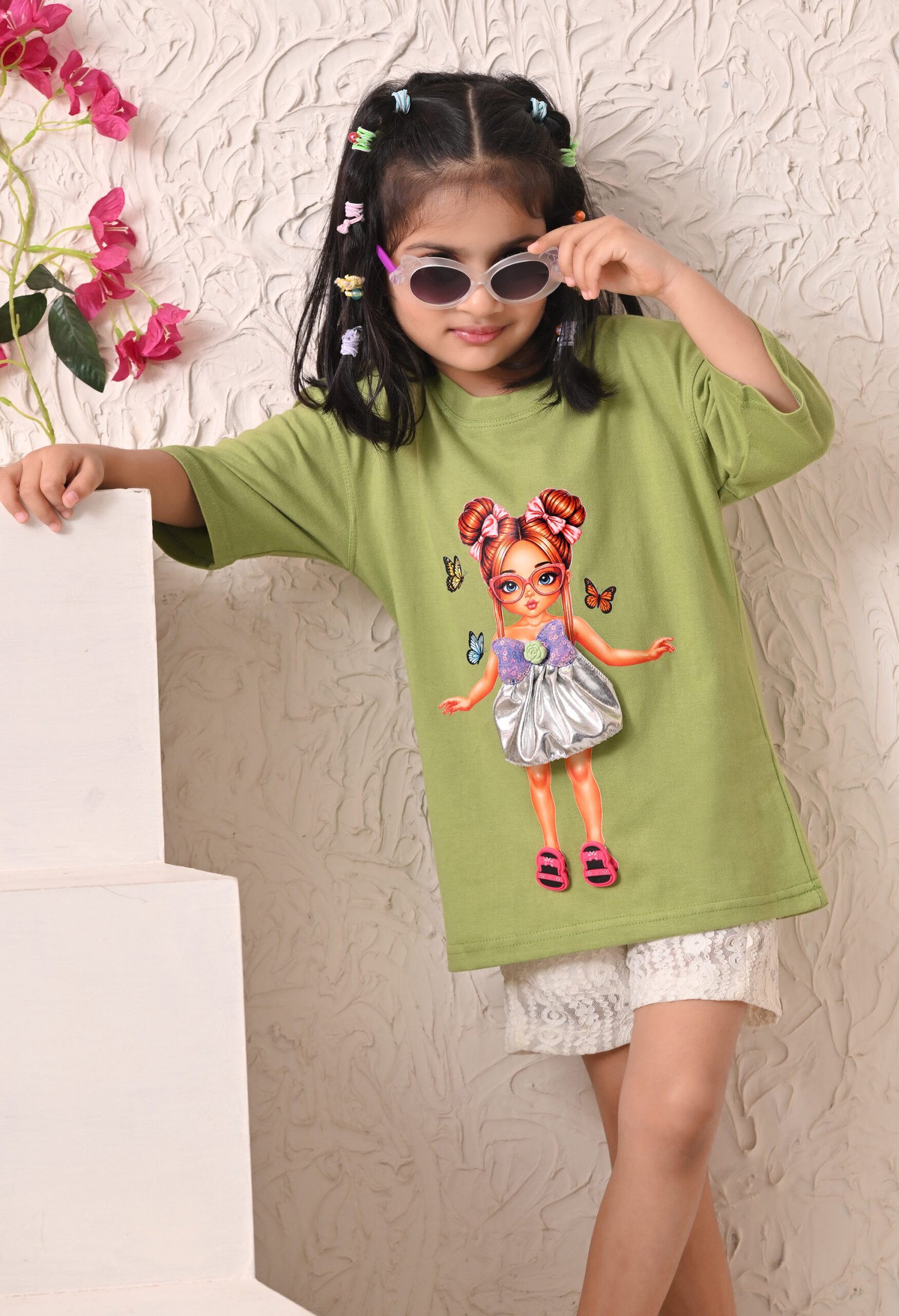 DSC_7900 Girls T-Shirt - Olive Green - Image 1