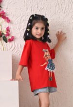 Girls T-Shirt - Red 2 - Image 4